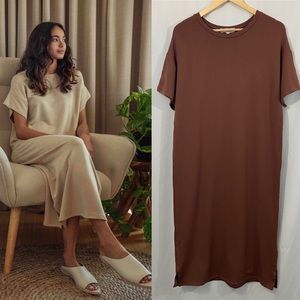 NEW Corinne Collection Winnie Short Sleeve Midi Dress in Chestnut Brown